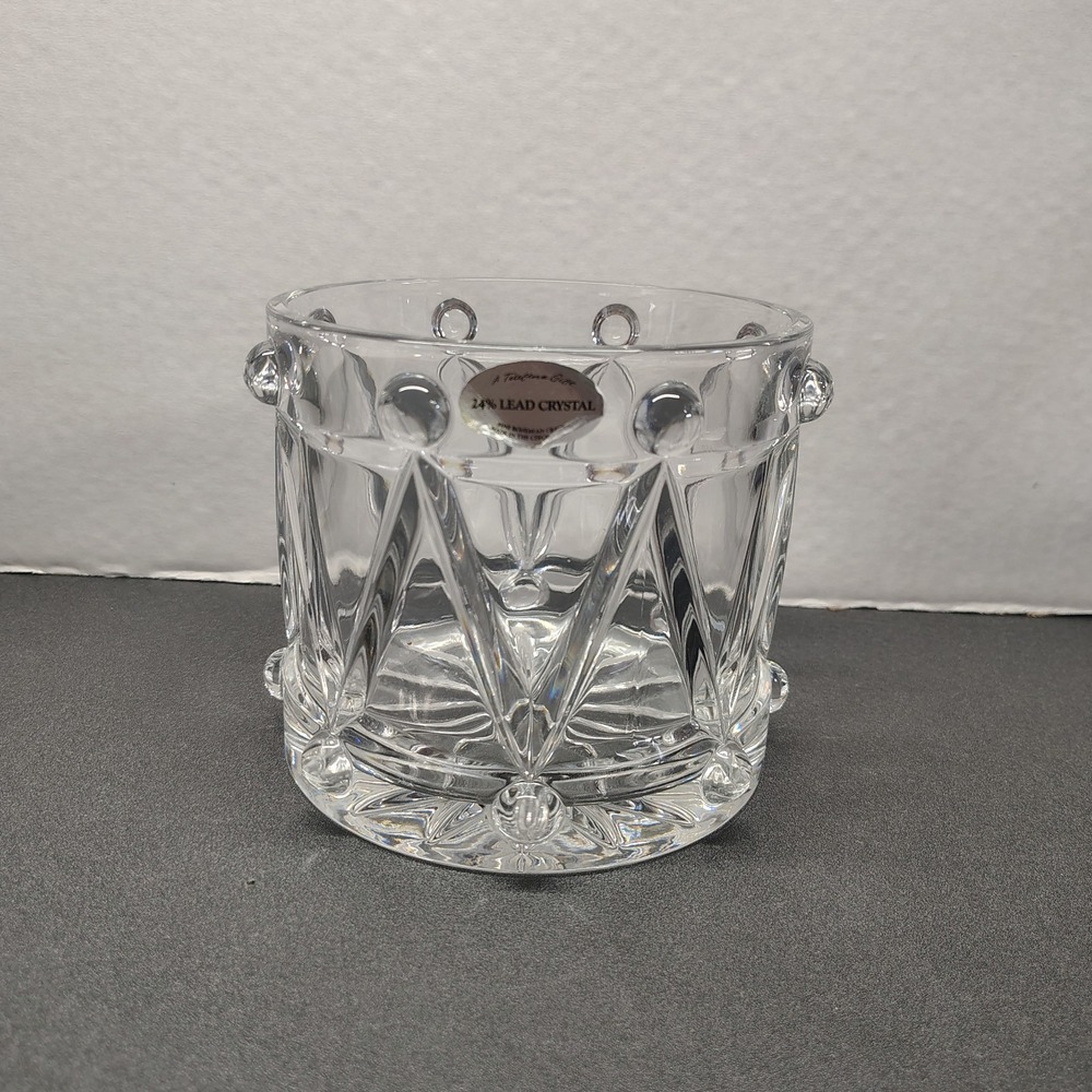 Vintage TELEFLORA Full Lead Crystal Drum Vase/ Ice Bucket/ Candy Dish